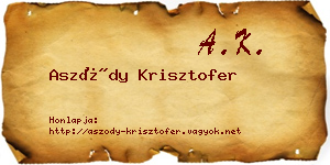 Aszódy Krisztofer névjegykártya